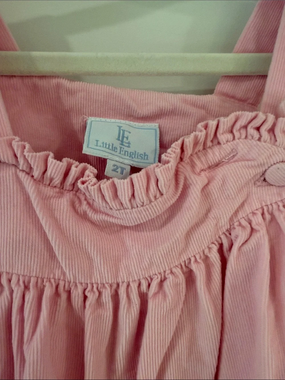 Little English Pink Corduroy Jumper with Ruffl